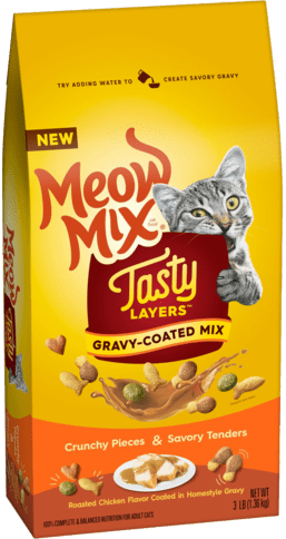 Meow Mix Tasty Layers Roasted Chicken Flavor Coated In Homestyle Gravy